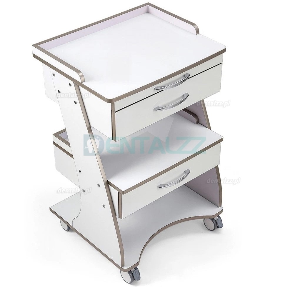 Dentech G06 W&oacute;zek Stomatologiczny z Szafką i Tacą na Narzędzia Podw&oacute;jna Szuflada